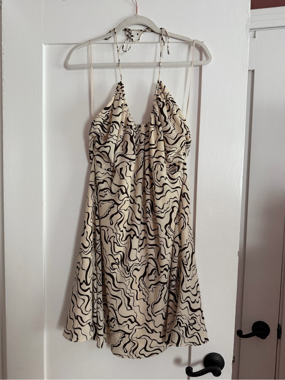 Abercrombie & Fitch Cream Mini Dress with Brown Abstract Swirl